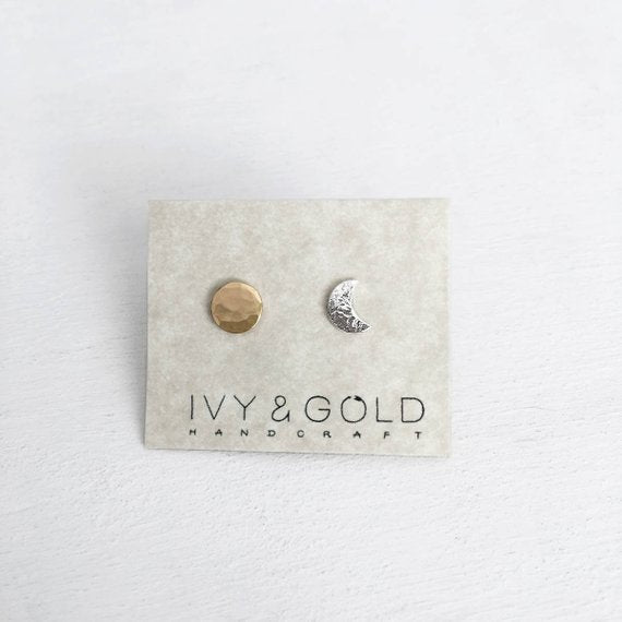 Sun and Moon Studs - Sterling Silver/Gold Fill*
