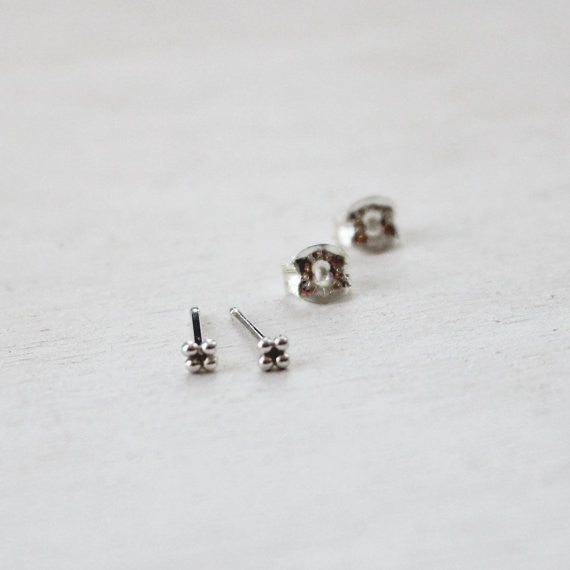 Mini Four Bead Stud Earrings - Sterling Silver