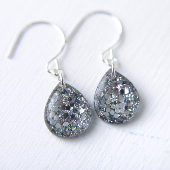 Iridescent Silver Tear Drop Earrings // by Tiny Galaxies