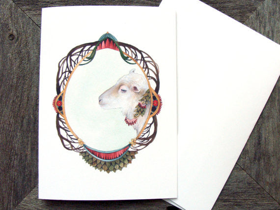 Quilted Portrait: The Sheep - Greeting Card