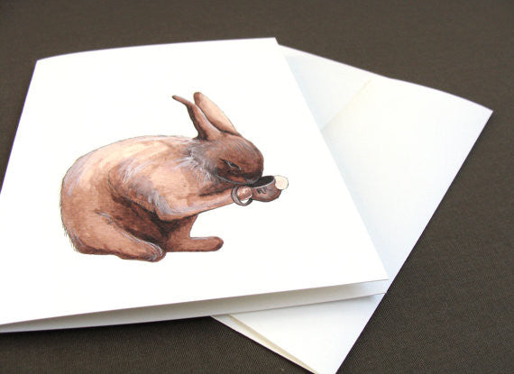 Critters and Cups: Rabbit - Greeting Card