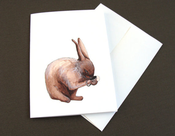 Critters and Cups: Rabbit - Greeting Card