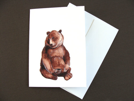Critters and Cups: Bear - Greeting Card