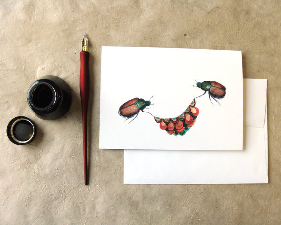 Quilted Bugs: Beetles - Greeting Card