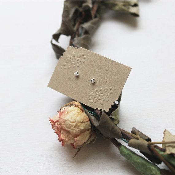 Mini Triple Bead Stud Earrings - Sterling Silver