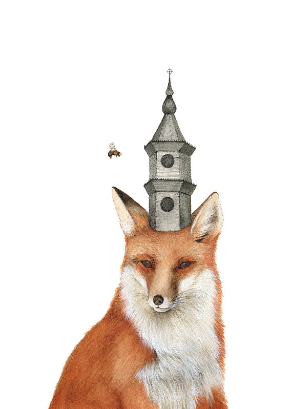 The Fox and the Tower - Art Print