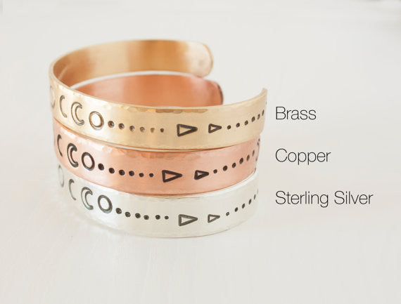Copper Moon Phases Cuff Bracelet
