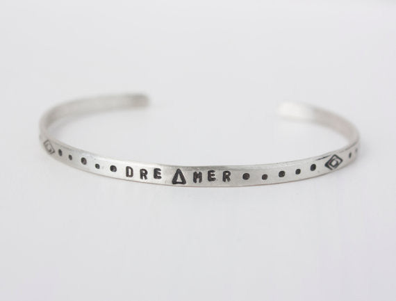 Dreamer Thin Cuff Sterling Silver Bracelet