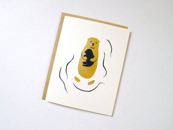 Otter Greeting Card in Gold