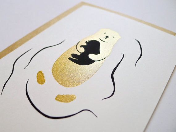 Otter Greeting Card in Gold