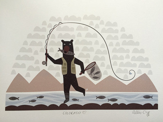Fishing Bear Print 8.5X11
