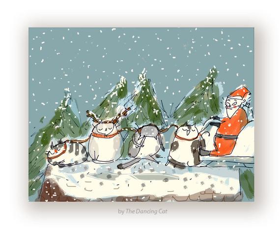 Reindeer Cats Christmas Card