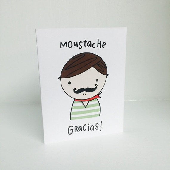 Moustache Gracias Greeting Card