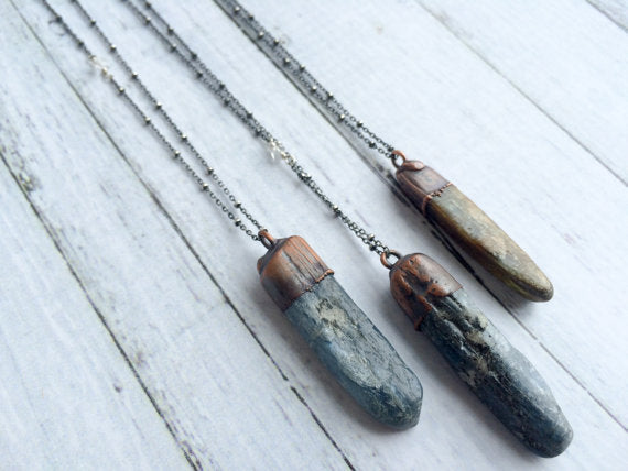 24" Tumbled Kyanite Sterling Silver Necklace*