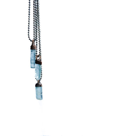 Aquamarine Crystal Necklace Long