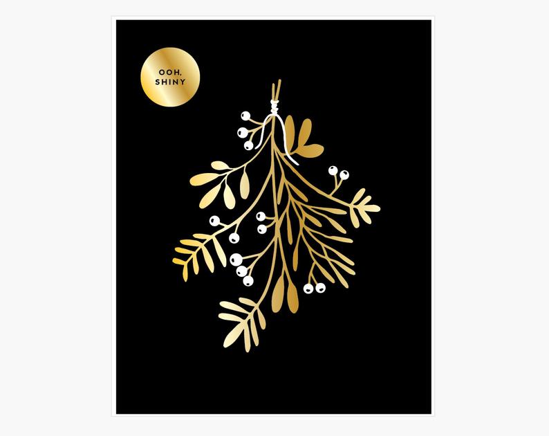 Sprigs & Berries Gold Foil 8x10 Print