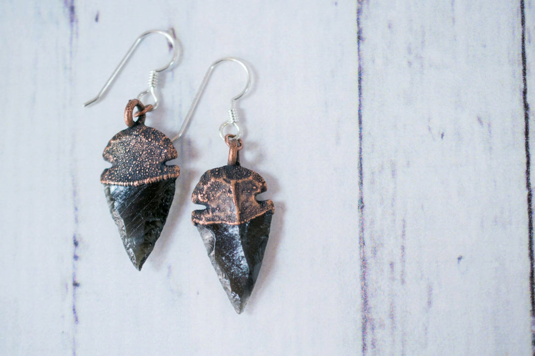 Dragonglass Obsidian Arrowhead Earrings