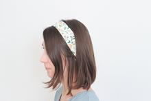 Organic Cotton Headband - Turquoise and Fuchsia Flowers