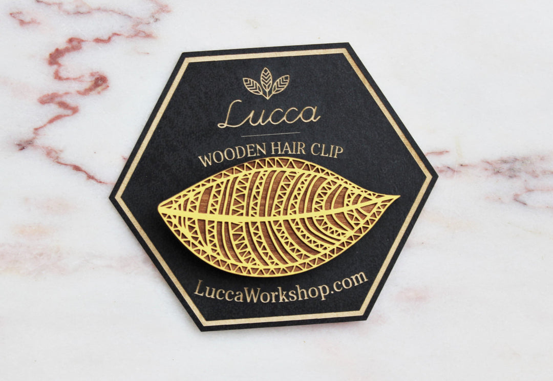 Feather/Leaf Hair Clip Laser Cut Alder Wood