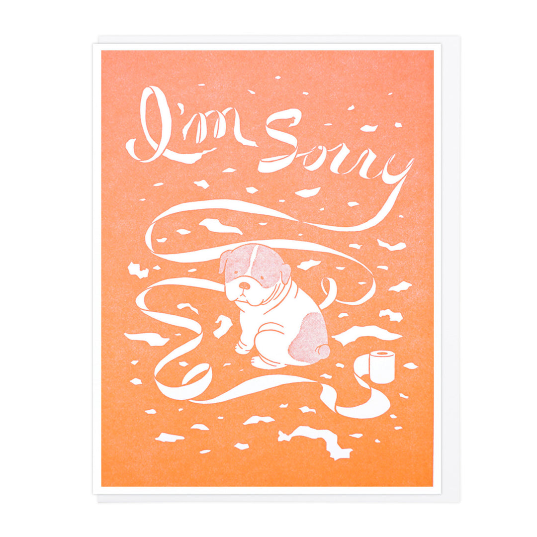 I'm Sorry Bulldog Letterpress Greeting Card