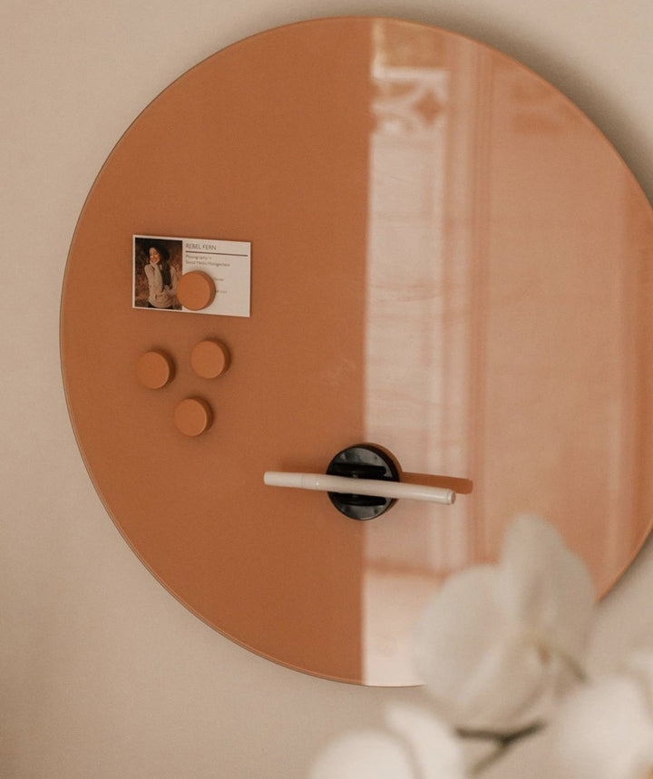 Round Glass Magnetic Dry Erase Board 25"