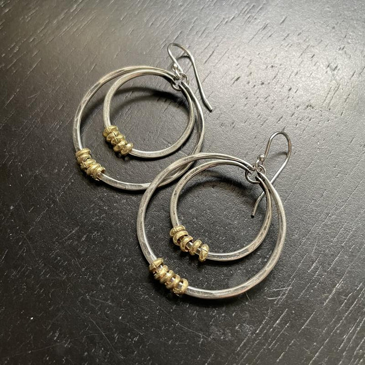 Double Hoop Earrings: Silver