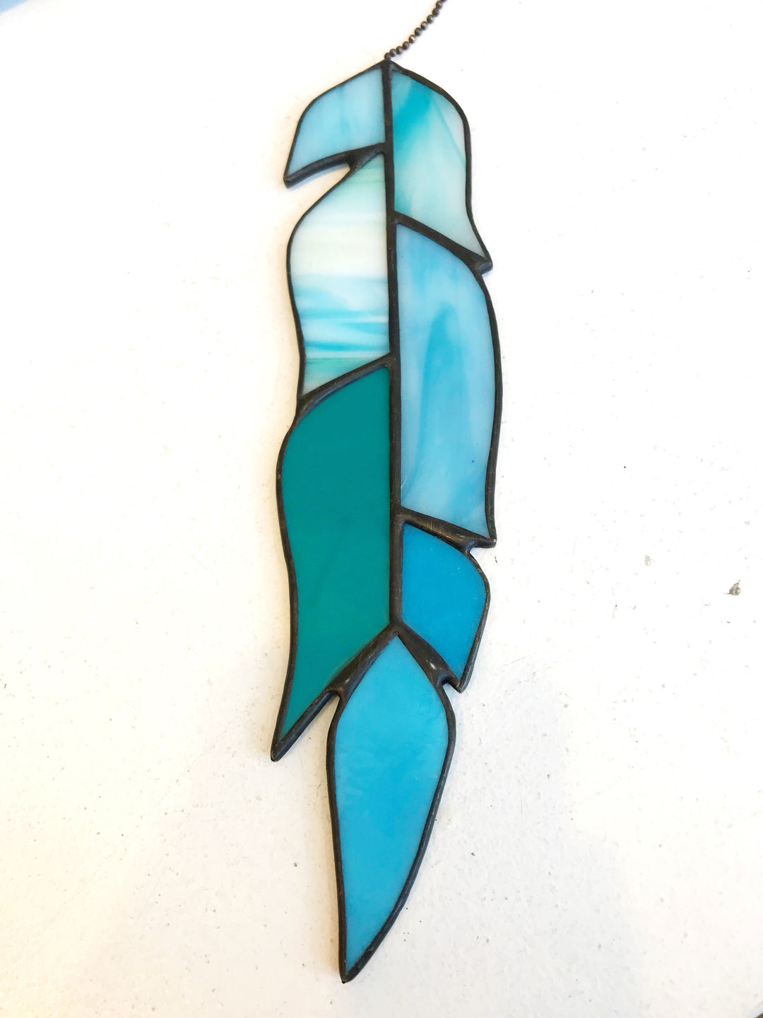 Stained Glass Feather, Turquoise