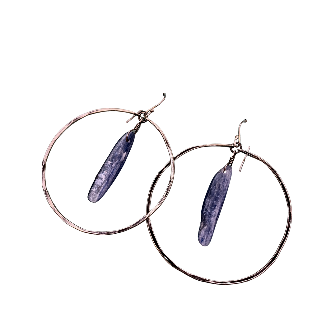 Silver Kyanite Circles Earrings - Large