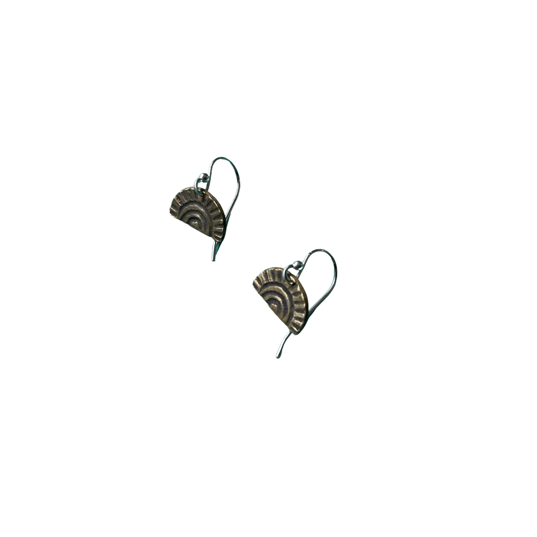 Tiny Brass "Sun-Bow" Earrings (downward facing, loose bow)