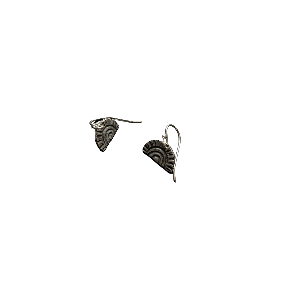 Tiny Silver "Sun-Bow" Earrings (downward facing, loose bow)