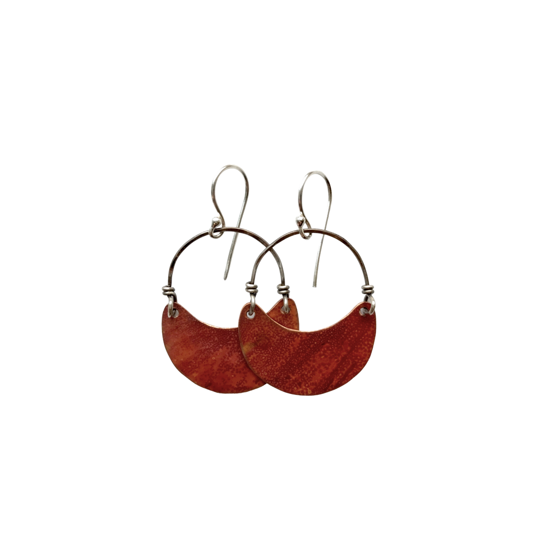 Copper Crescent Earrings - Small