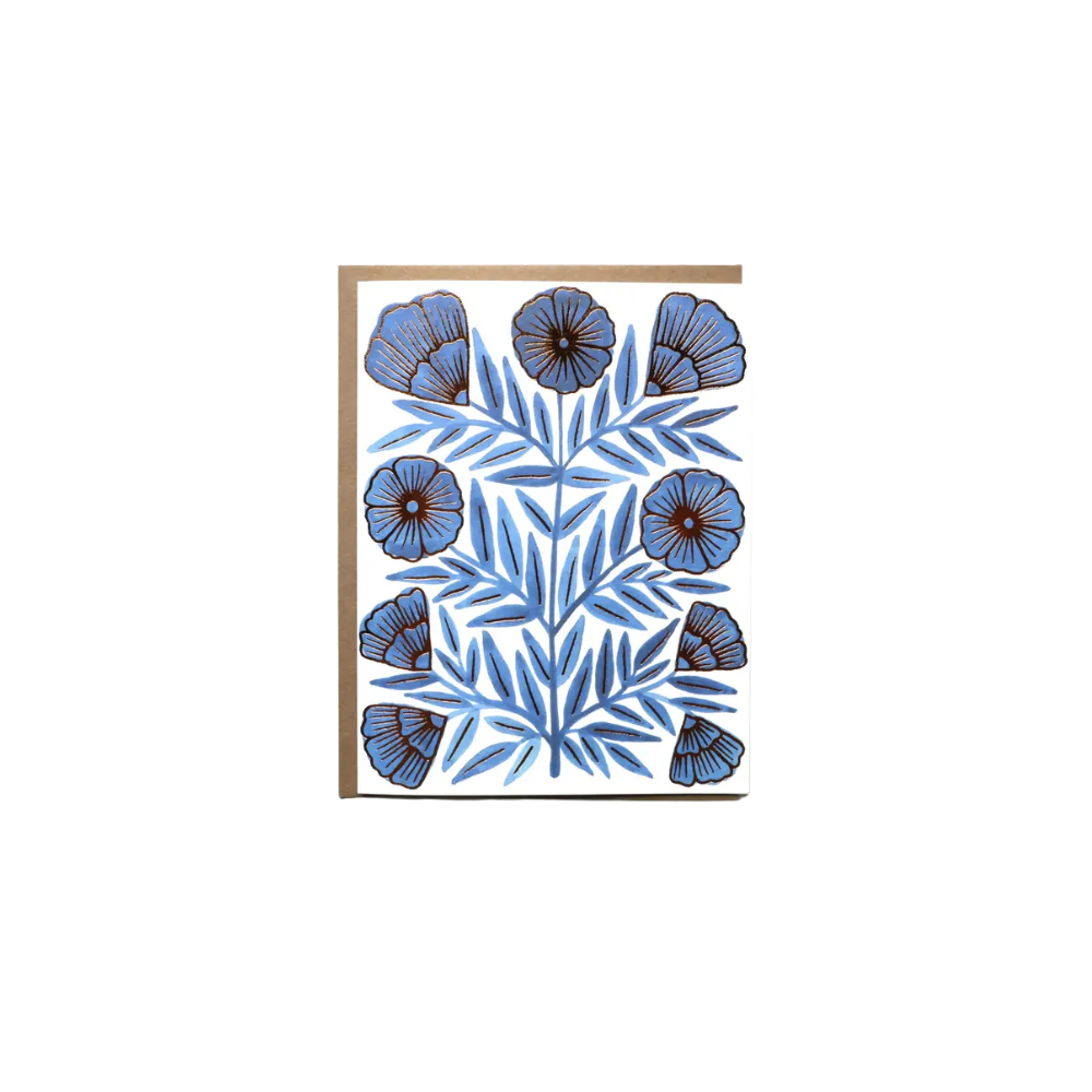 Blue and Copper Floral Foil Stamped Card Box Set