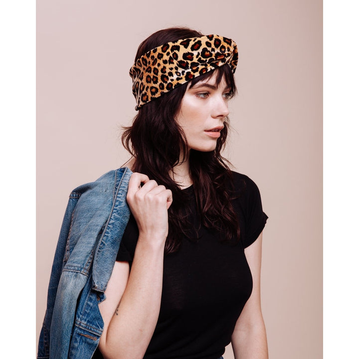 Velvet Leopard Turban Headband