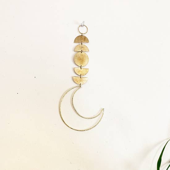 Brass Semi Circle Wall Hanging with Open Moon