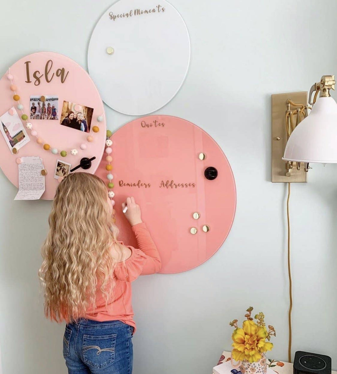 Round Glass Magnetic Dry Erase Board 25"