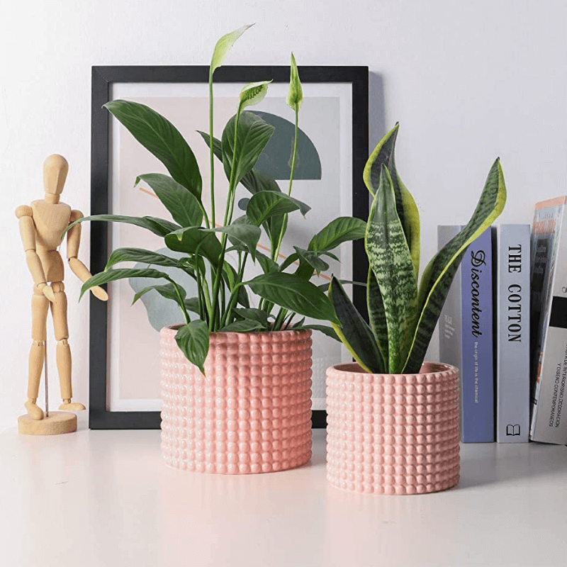 Pink Hobnail Ceramic Planter
