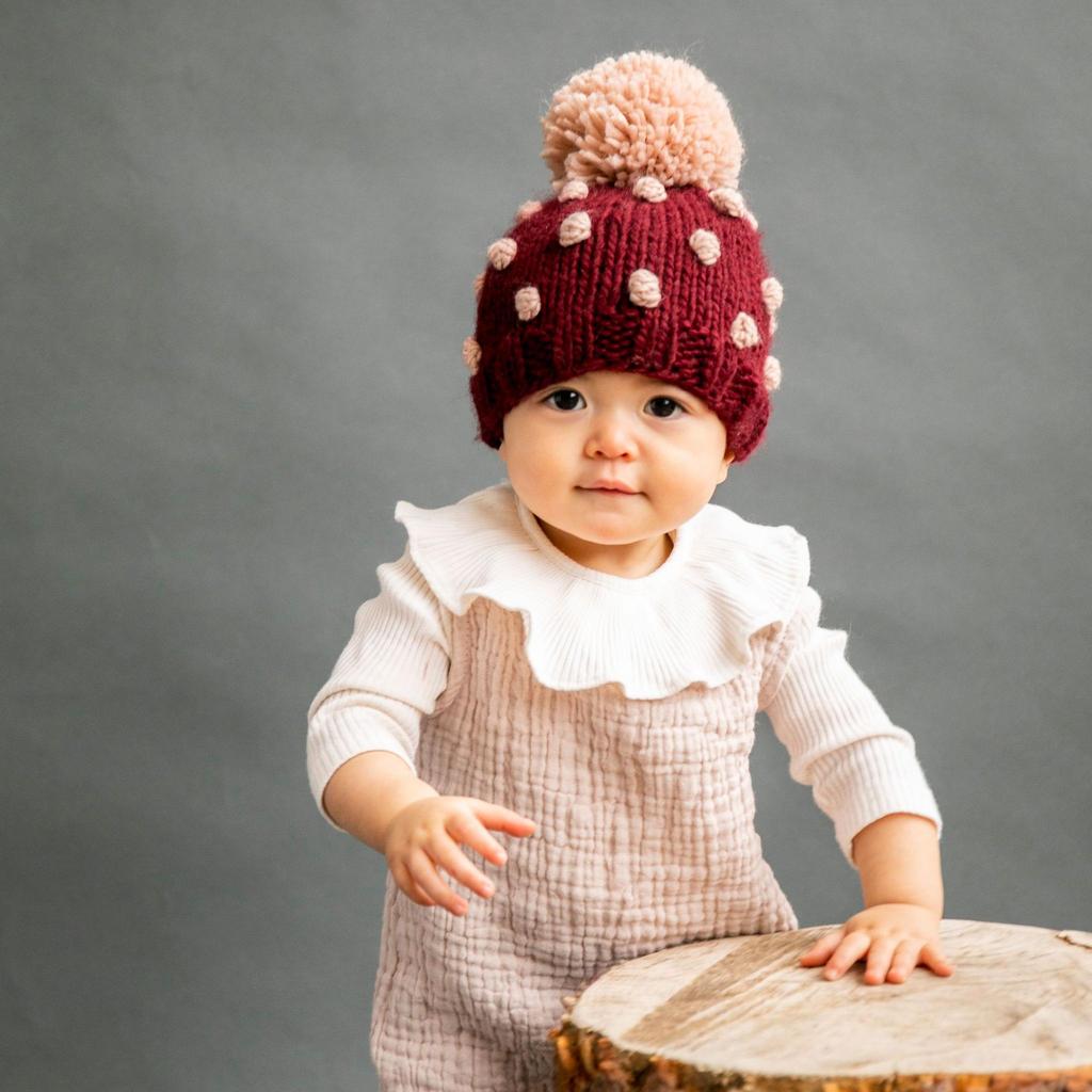 Popcorn Hat - Pomegranate and Pink