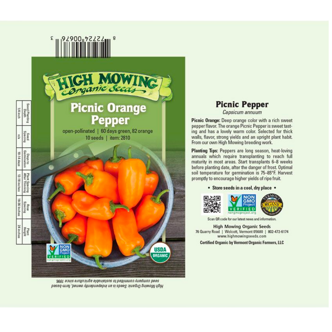 HMS Orange Picnic Pepper: 10 Seeds