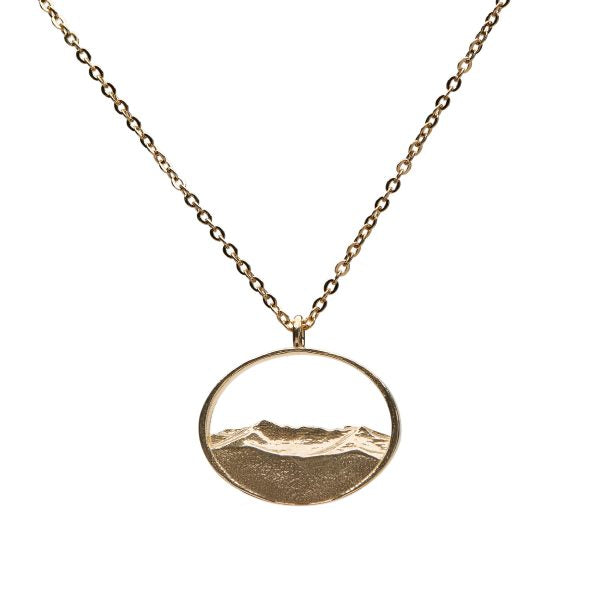 Mount Mansfield Silhouette Necklace - Brass - Small