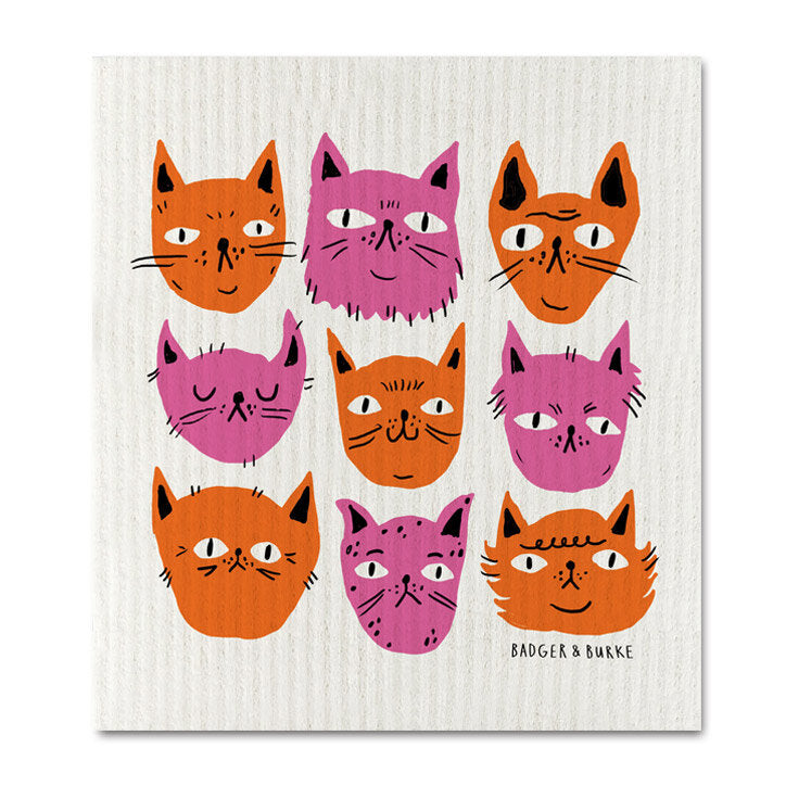 Cat Faces Sponge Cloth
