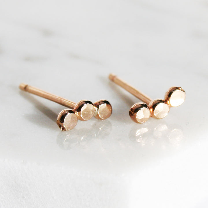 Mini Curved Dotted Stud Earrings - Gold Filled