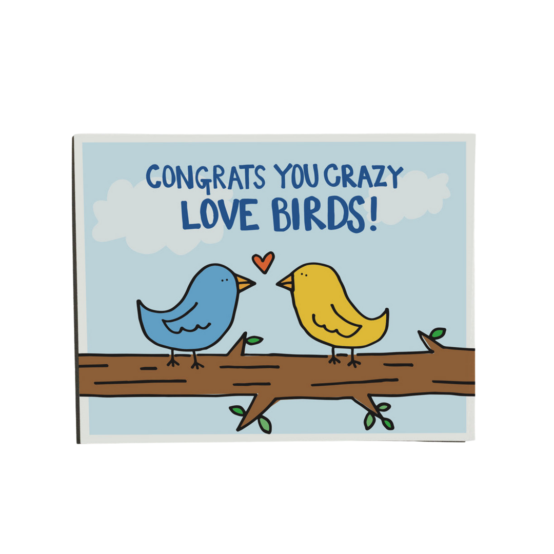 Congrats You Crazy Love Birds Greeting Card